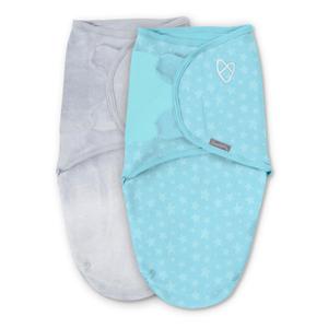 SwaddleMe by Ingenuity Original Swaddle, Size Small/Medium, For Ages 0-3 Months, 7-14 Pounds, Up to 26 Inches Long, 2-Pack Baby Swaddle Blanket Wrap (Blue Stars)