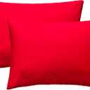 iMaylex Soft 100% Egyptian Cotton Zipper Closure Pillowcases, Valentines Day Gifts,Cozy and Lightweight Pillow Case, Set of 2, Red, King, 20" x 36"