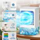 Portable Air Conditioners with 1500ml spray/hour Small Air Conditioner Mini Portable AC Unit 3 Speed Wind & 7 Colorful LED Light Cool Mist &Timer Evaporative Air Cooler for Bedroom/Home/Office/Car