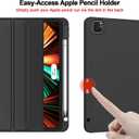 ZryXal New iPad Pro 12.9 Inch Case 2022/2021/2020(6th/5th/4th Gen) with Pencil Holder,Smart iPad Case [Support Touch ID and Auto Wake/Sleep] with Auto 2nd Gen Pencil Charging (Black)
