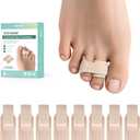 Welnove Hammer Toe Straightener - 8 Pack Broken Toe Wraps - Hammer Toe Corrector for Women - Toe Splints for Crooked Toes, Curled Toes, Bent Toes - (Large, Beige)