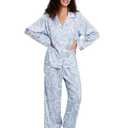 YiNi LuLu Womens Silk Satin Pajamas Set Button Down 2 Piece Pjs Set For Women Long Sleeve Oversized Sleepwear with Pockets, Small