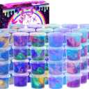 48 Packs Galaxy Putty Slime, Party Favor for Kids Girls & Boys, Adults, Non Sticky, Stress & Anxiety Relief, Wet, Super Soft Sludge Toy,Easter Basket Stuffers