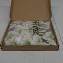 Fnize Faux Orchid Stems Real Touch Artificial Phalaenopsis Flowers Latex Petals 38 Inches 2pcs (Green White)