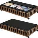 Gashell 2 Pack Bamboo Under Bed Storage with Wheels, 39x20x7.8 Lager Under Bed Storage Containers (Brown)
