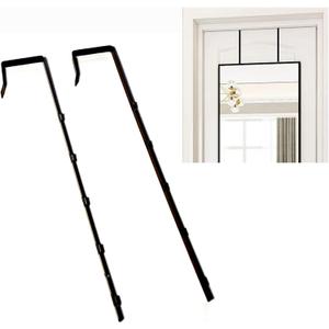 Adjustable Over The Door Mirror Hanger, 1Pair 13.6 in Black Brackets Set Depth Heavy Duty Hook (Not Included Mirror)