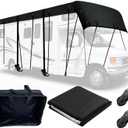 Wider 3.3m/10.83ft Camper roof Cover 210D Oxford Cloth Rv Covers Wind, Rain and Snow Proof with 2 Extra Straps Black-32.8 x 10.8 ft