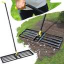 Colwelt Lawn Leveling Rake 31'', Hefty Lawn Leveler Rake for Grass Soil, Leveling Rake for Lawn with 72'' Ergonomic Curved End Grip Long Handle, Levelawn Tool Leveling Soil, Yard Lawn Leveling Tool