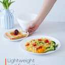 7.5 inch Ribbed Salad Appetizer Plate Set of 6, Opal Glass Round Small White Plates for Dessert, Kitchen, Dishwasher and Microwave Safe