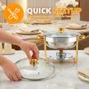Chafing Dishes for Buffet1 Pack 4.5QT Round Chafing Dishes for Buffet, Gold and Silver Stainless Steel Chafing Dish Buffet Set with Glass Lid and Lid Holder for Home Parties, Gatherings,Wedding