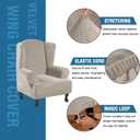 H.VERSAILTEX Wingback Chair Covers Velvet Plush Wing Chair Slipcover 1 Piece High Stretch Wing Back Chair Slipcovers Sofa Cover Furniture Cover with Elastic Bottom, French Oak