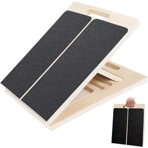 Slant Board for Calf Stretching, Adjustable Wooden Incline Board with Anti-Slip EVA Base, 300LB Capacity Portable Calf Stretcher for Physical Therapy, Squats, Ankle & Heel Support at Home/Gym