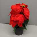 ZYZEV 14" Poinsettias Artificial Christmas Flowers 9 Heads Faux Poinsettia Plants for Home Porch Garden Office Indoor Outdoor Christmas Decorations Red (1PC)