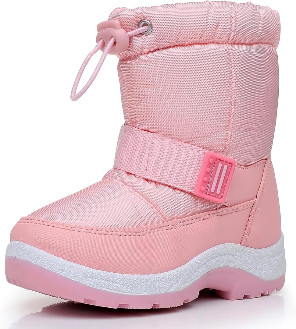 Felabo Toddler Snow Boots for Boys Girls Water Resistant Warm Winter Boots with Non Slip Sole Easy On Side Zipper Closure (Toddler 10, Pink)