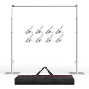 EMART Pipe and Drape Backdrop Stand Kit, 8.9ftx10ft Heavy Duty Adjustable Photo Background, Metal Frame with Flat Base for Wedding, Birthday Party, Banquet Decorations - Silver