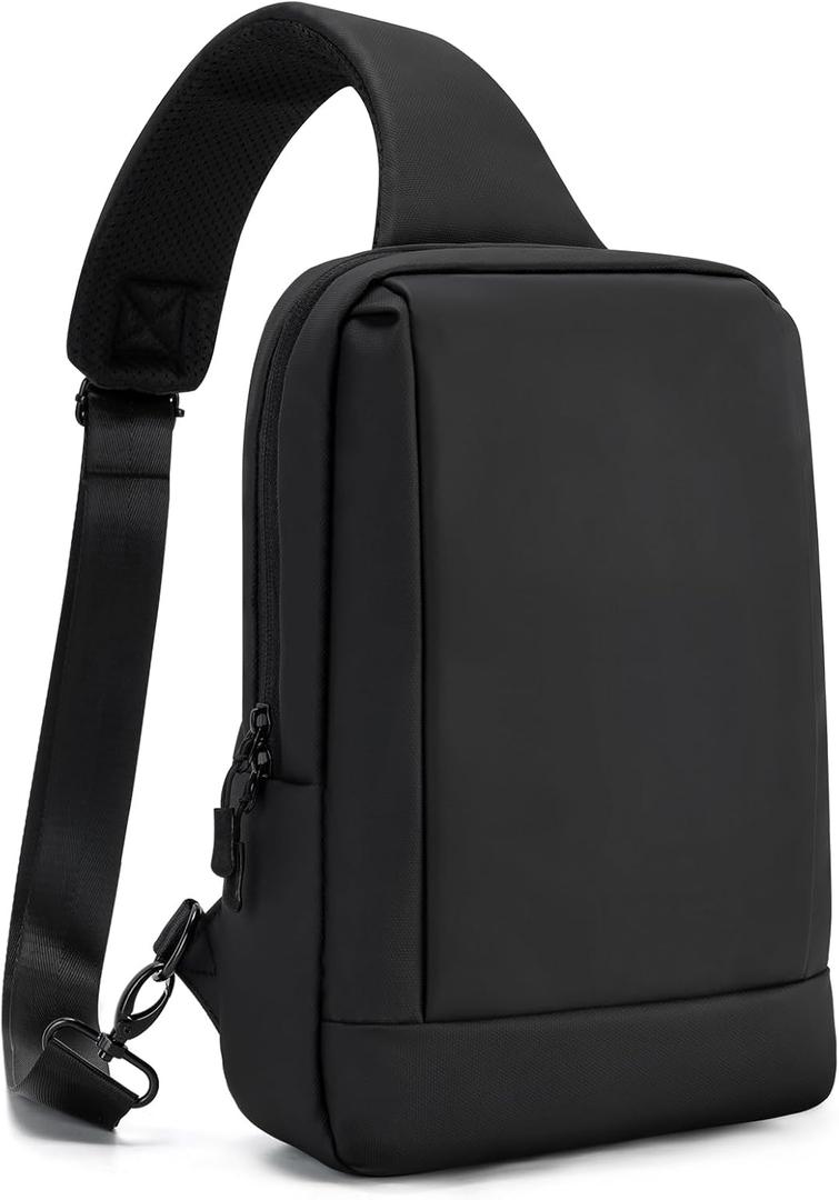 Sling Bag Crossbody Bag Men with USB Charging Port Small Messenger Bag Cross Body Shoulder Bag Sling Backpack Women (Coated Black)