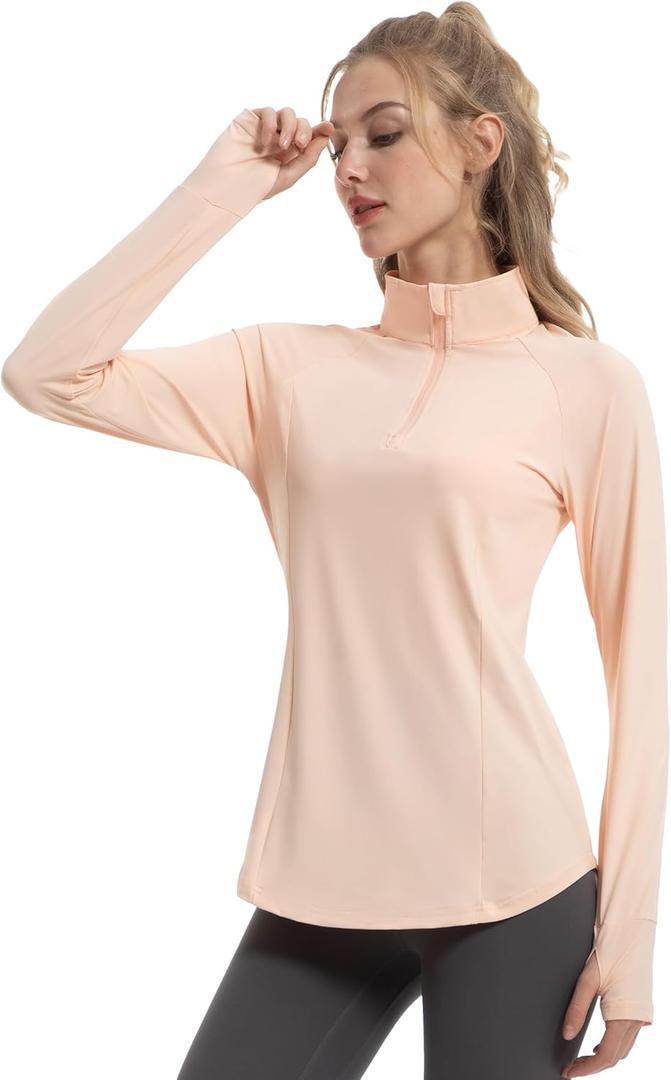 Women's Sun Shirts Long Sleeve Athletic Jackets UPF 50+ Top with Thumb Holes Quick Dry for Golf Tennis Hiking (XX-Large, 10 Coral Pink)