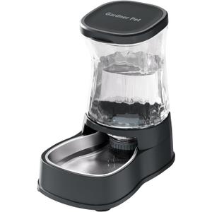 Gardner Pet Automatic Dog Water Dispenser Gravity Stainless Steel Water Waterer Feeder, 100% BPA-Free Large Capacity Water Feeding Bowls for Medium & Large-Sized Dogs Cats Other Pets -(1 Gallon) (Dark Grey)