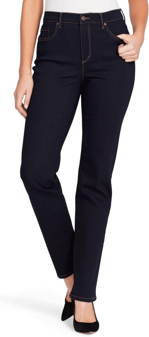 GLORIA VANDERBILT Women's Petite Amanda Classic High Rise Tapered Jean, Rinse Noir, 8P