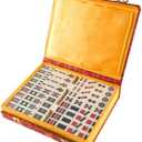 HEY! PLAY! Chinese Mahjong Set with Ornate Storage Case - Traditional Mahjong Tile Game with 146 Engraved Tiles and Two Dice for Adults and Kids, 8 Years and Up