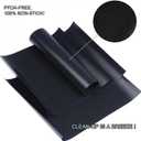 RENOOK Grill Mat Set of 6-100% Non-Stick Reusable Mats for Gas, Charcoal or Electric Grills - Easy to Clean - 15.75 x 13-Inch, Black