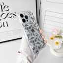 NITITOP Compatible with iPhone 16 Pro Case Clear with Card Holder Cute Floral Flower Leaves Design for Women Girls Slim TPU and Hard Back Bumper Wallet Shockproof Protective Cover - Black