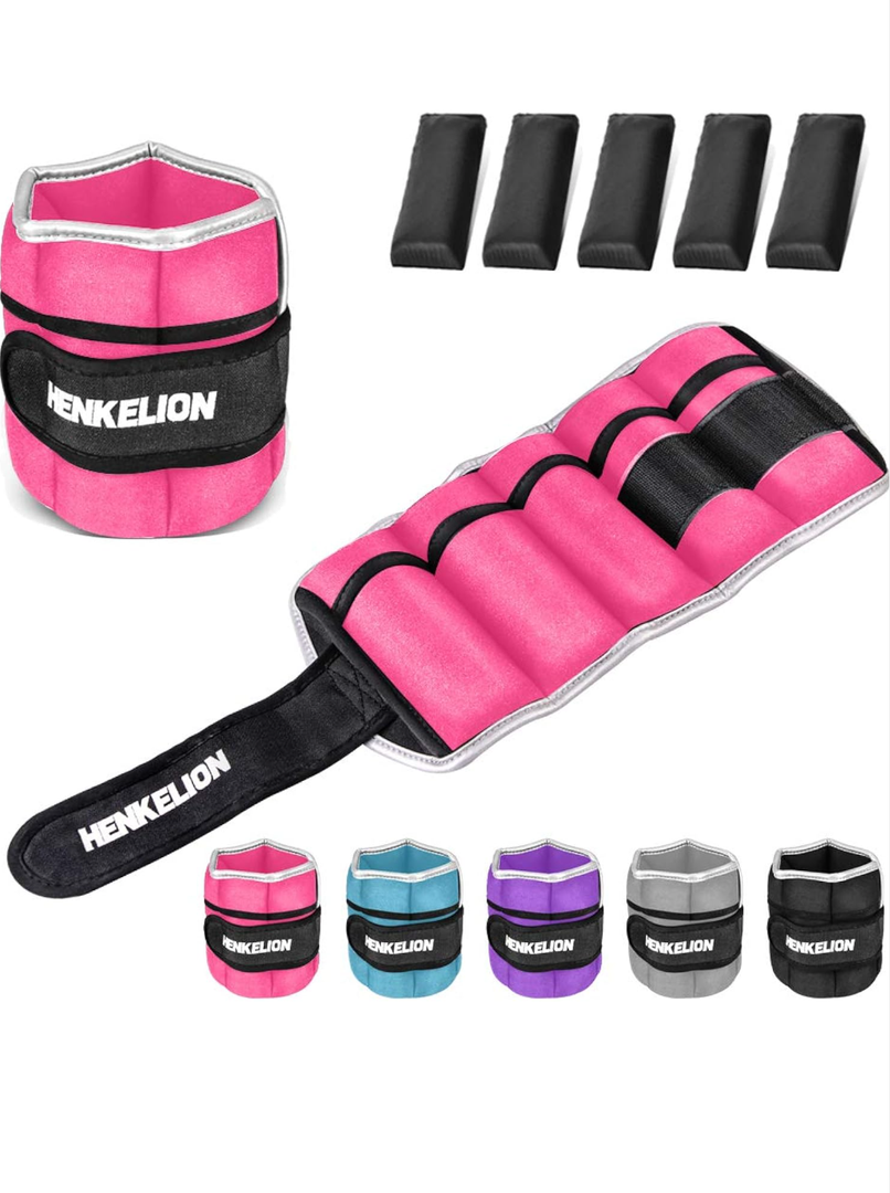 3  Lbs Adjustable Ankle Weights for Women Men Kids, Strength Training Wrist and Ankle Weights Sets for Gym, Fitness Workout, Running, Lifting - Black Grey Pink Blue Purple
