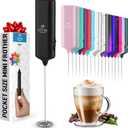 Mini & Mighty Milk Frother Wand - Powerful Handheld Drink Mixer - Stocking Stuffer Coffee Frother For Latte, Cappuccino, Matcha, Hot Chocolate, Creamer - Black