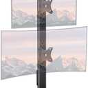 UPGRAVITY Dual Monitor Stand with Built-in Power Outlet, Vertical Stack Freestanding Monitor Mount for 13-32 inch Flat Curved Computer Screen, Metal Base, Height Adjustable, Max VESA 100x100mm