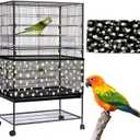 Daoeny Large Bird Cage Cover, Bird Cage Seed Catcher, Adjustable Soft Nylon Mesh Net with Daisy Pattern, Birdcage Cover Skirt Seed Guard for Parrot Parakeet Macaw Round Square Cages (Black)