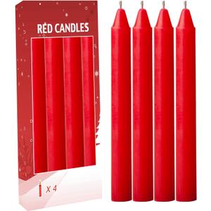 4 pcs Red Set Taper Candle Candlesticks 7  (7.75 inch) Tall x 3/4 inch (0.75 inch) Diameter -for Dinner Table, Party or Wedding and Table Top dcor. (4pc, Red)