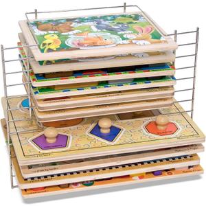 Melissa & Doug Deluxe Metal Wire Puzzle Storage Rack for 12 Small and Large Puzzles, 8.5 Inches X 11.5 Inches