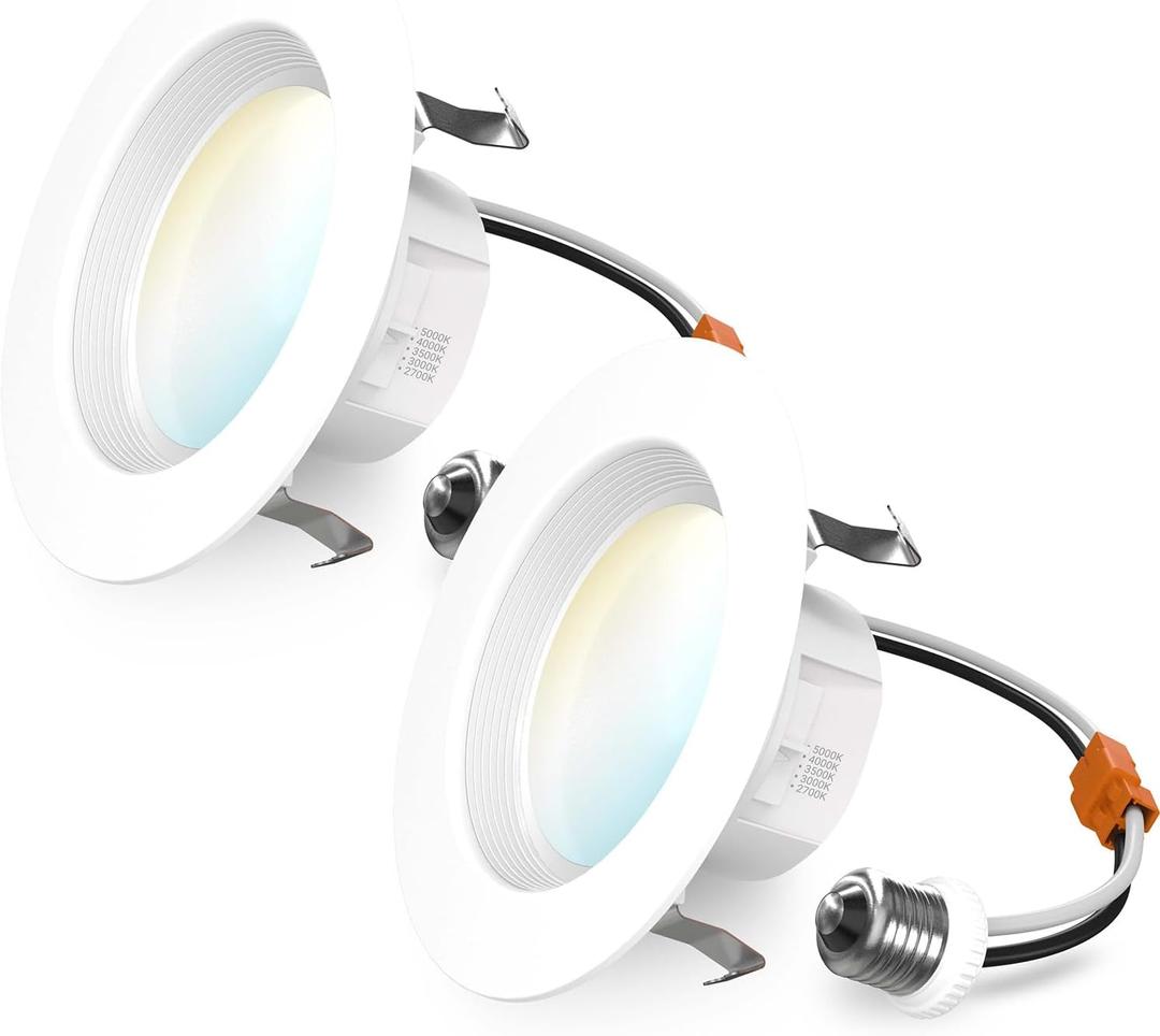 Sunco 4 Inch LED Recessed Lights, 11W 660LM Retrofit Downlight, 5CCT 2700K-5000K, Indoor Dimmable, Baffle Trim, Damp Rated Ceiling Lighting for Kitchen, Bathroom, Bedroom, Energy Star, UL 2 Pack