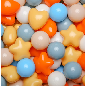 TRENDPLAY Ball Pit Balls Star Heart Shapes for Toddlers Kids, BPA Free, for Soft Play, Pool, Tent, Party,50 Pieces, Black Cream Green