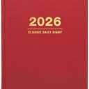 2026 Professional Hardcover Daily Diary Journal and Planner, 6.25"x8.25" (Red)