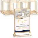 EHWINE 24 Pack Acrylic Sign Holder 5 x 7, Double Sided Gold Picture Frame Stand up Table Top Sign Holders, Clear Display Stand Menu Flyer Holder for Wedding Party