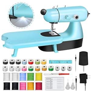 Small Portable Sewing Machine for Kids, Dual Speed Portable Sewing Machine for Beginners with Light, Sewing Kit for Household Use
