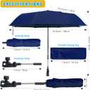 Beach Chair Umbrella with Clamp, Portable Clip on Umbrella for Outdoor Chairs, Adjustable UPF50+ Sun Shade Umbrellas for Beach Patio Travel Camping Wheelchair Golf Cart, Small 40inch with Storage Bag