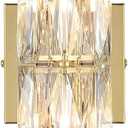 SAMTEEN 24-Inch Crystal Wall Sconce Gold Sconces Wall Lighting Mid-Century Modern 6-Light Luxury Brass Glass Wall Light Fixture for Bedroom Hallway Bathroom Vanity Light Fixtures