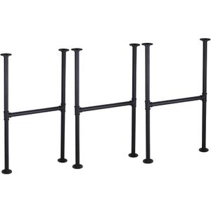 MUZIK 3 Pack 28 Inch Industrial Table Leg Set, Black Painted Metal Pipes Vintage Furniture for Coffee and End Table Legs, 28 in H x 16 in W, 3/4 Inch Pipe Fittings