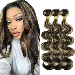 Honey Blonde Bundles P1B27 Ombre Human Hair Bundle 14 16 18 inch #27 Honey Blonde Body Wave 3 Bundles Highlight Human Har Bundle 300g