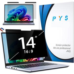 PYS Magnetic Laptop Privacy Screen 14 Inch 16:9 - Laptop Screen Privacy Shield, Anti-Blue Light, Anti-Glare Filter, Removable Screen Protector