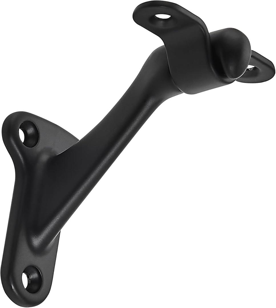 khtumeware 5 Pack 3 Inch Matte Black Hand Rail Bracket Heavy Duty Hardware for Stairways, Home or Office Stair Support Handrail Brackets