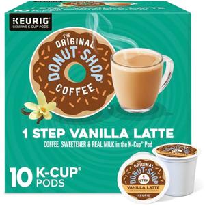 The Original Donut Shop Coffee 1-Step Latte Vanilla Latte, 10 Ct, 6-Pack, BBD 15 May 2026