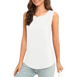 Women's Sleeveless Chiffon Tank Top Business Casual Blouse Tunic Top (XX-Large, White)
