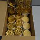 48Pcs Gold Candy Boxes with Lid, Vintage Plastic Round Favor Box for Candy, Chocolate, Small Gift Wedding Birthday Party Bridal Shower