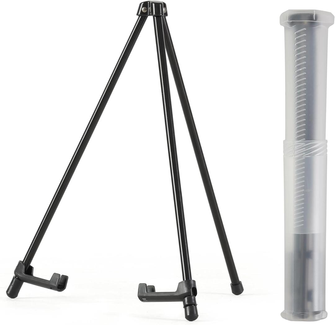 14" High Tabletop Instant Display Easel - Black Steel Small Tripod Easel Stand with Adjustable Holders for Pictures, Paintings, Posters and Store Signs(1 Pack)