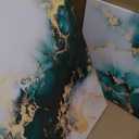3 Piecs Emerald Green and Gold Canvas Wall Art Modern Abstract Glam Fluid Marble Painting Pictures Living room Wall Decor Posters Prints for Bedroom Bathroom Office Home Decoration