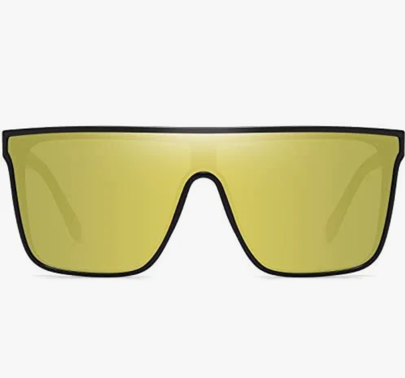 SHES Oversized Square Sunglasses for Women Flat Top Shield Shades Trendy Big Siamese Lens SH1008