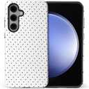 for Samsung Galaxy S24 Case,Dual-Layer Hard Shell + Silicone Phone Case,Full Body Protection Shockproof Cover for Samsung Galaxy S24-Cute Polka Dot White